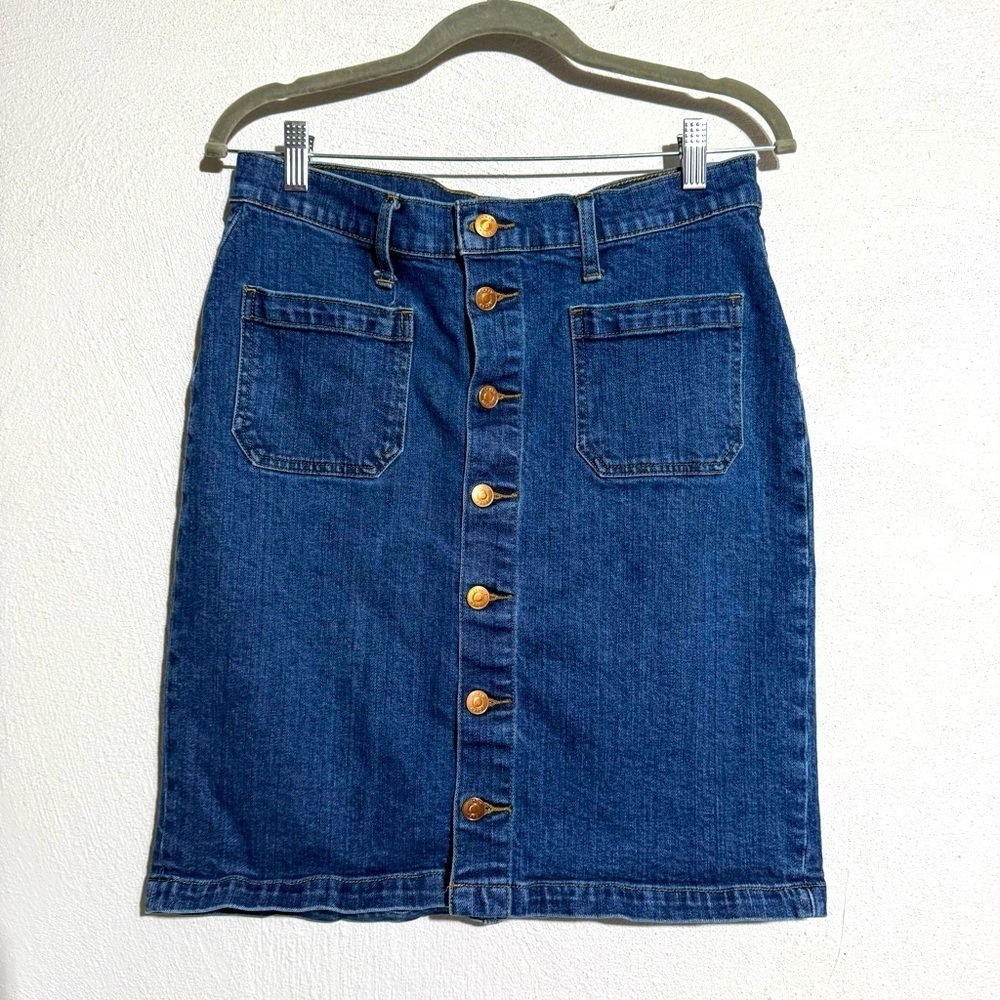 J Crew button front denim skirt